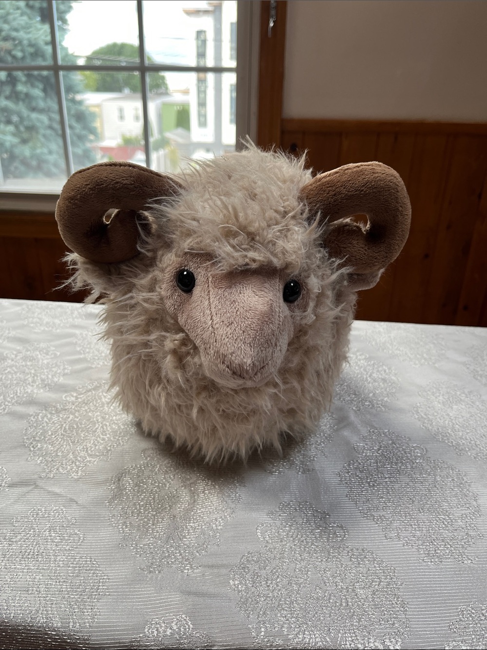 Plush Sheepshead Stuffed Animal - Cream and Brown